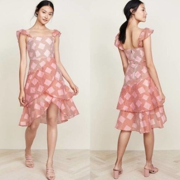 Alice + Olivia Azura waterfall ruffle dress organza size 12 - Picture 1 of 7